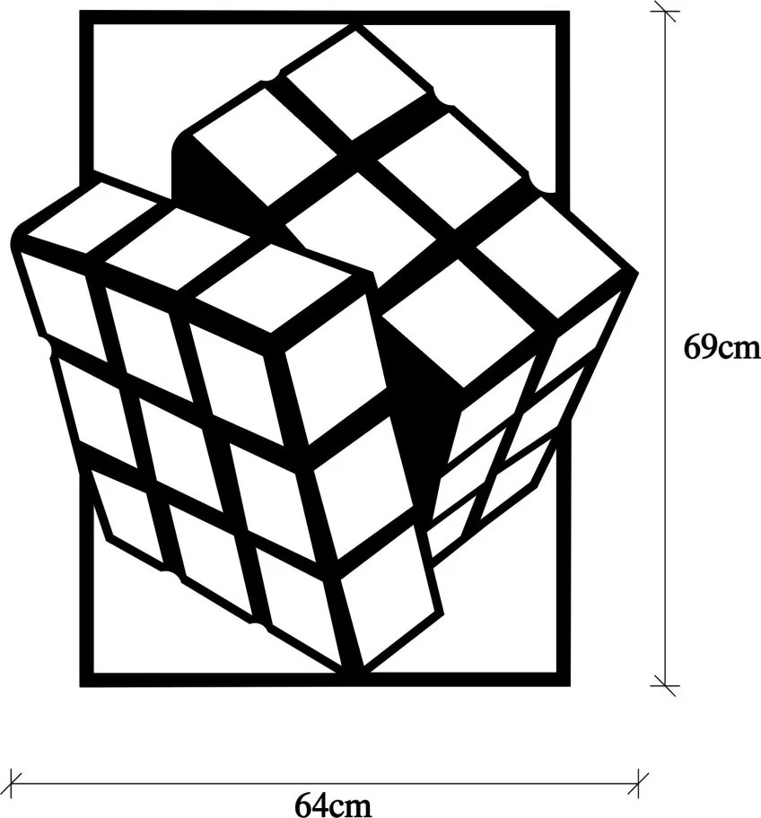 Rubik's fém fali dekoráció, 64×69 cm