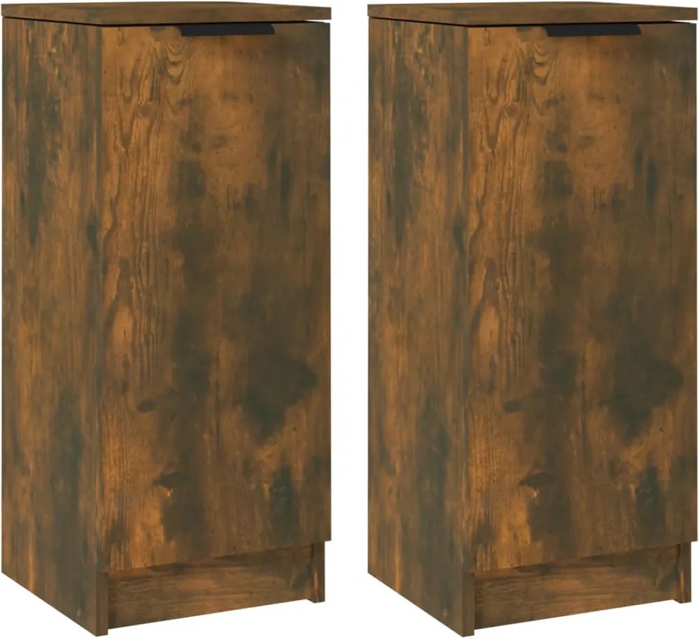 vidaXL 2 db füstös tölgyszínű szerelt fa tálalószekrény 30x30x70 cm