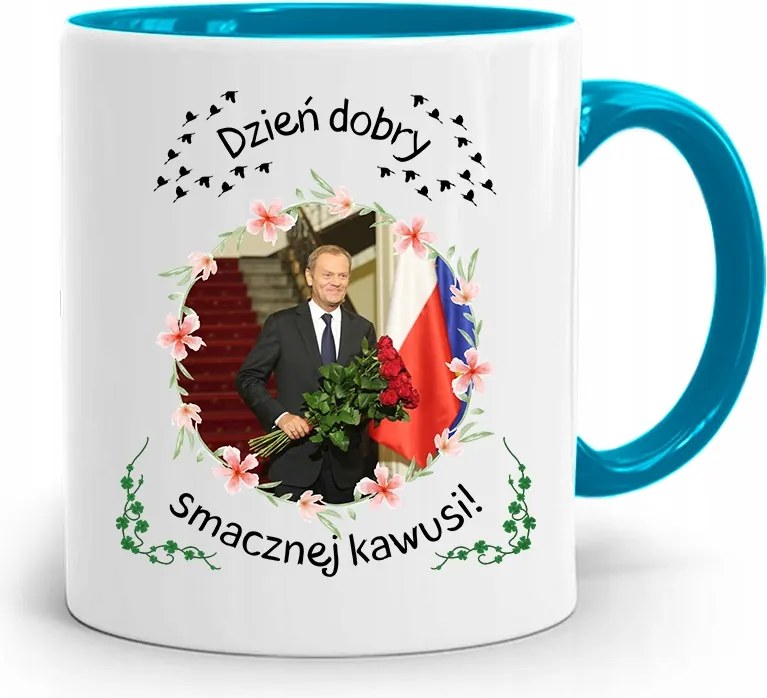 Donald Tusk Kék Bögre Platform Ajándék fényképes nyomtatással