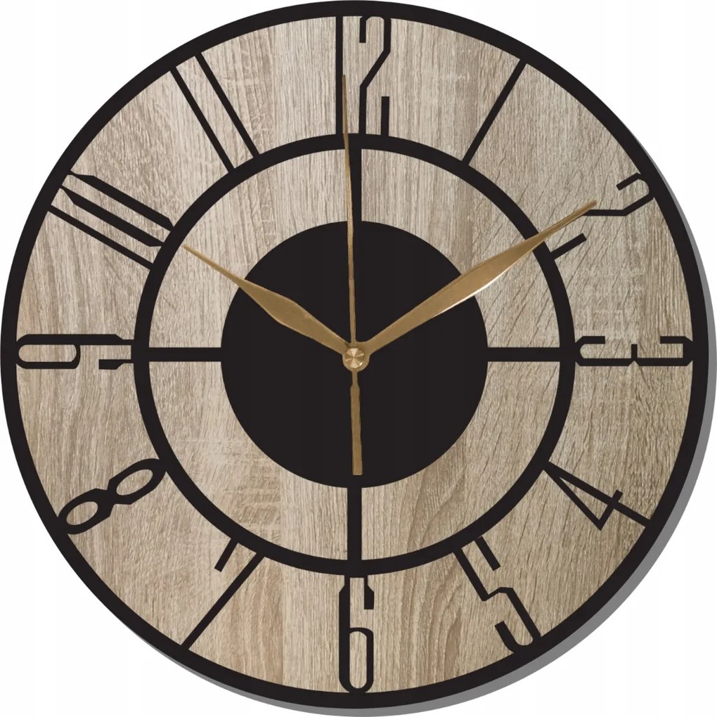 Falióra Fa Klasszikus Design Kerek Óra Sonoma tölgy 35 cm