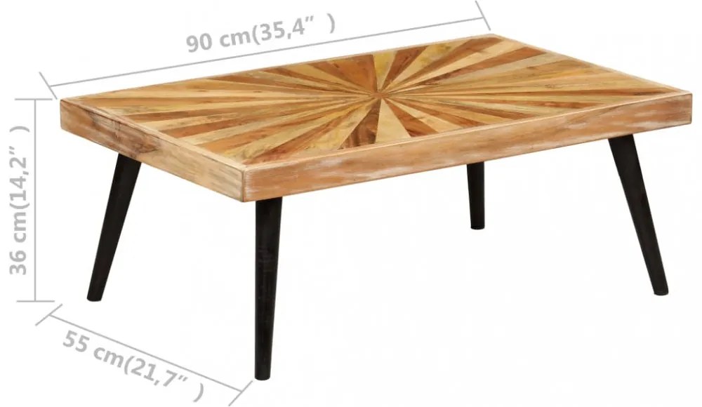 tömör mangófa dohányzóasztal 90 x 55 x 36 cm