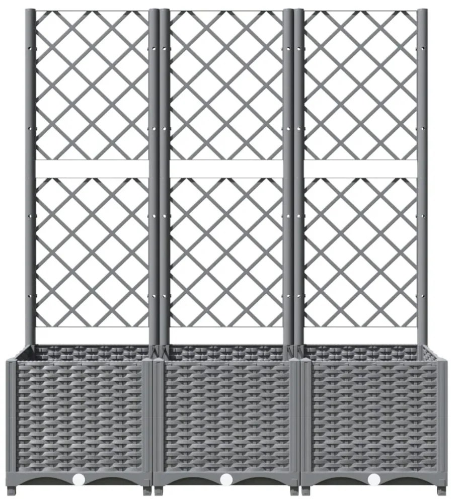 világosszürke PP rácsos kerti ültetőláda 120 x 40 x 136 cm