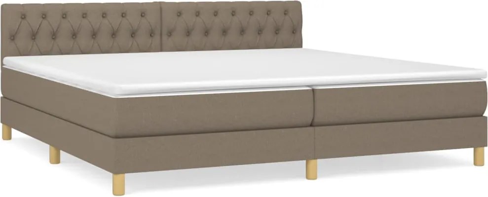 vidaXL tópszínű szövet rugós ágy matraccal 200 x 200 cm