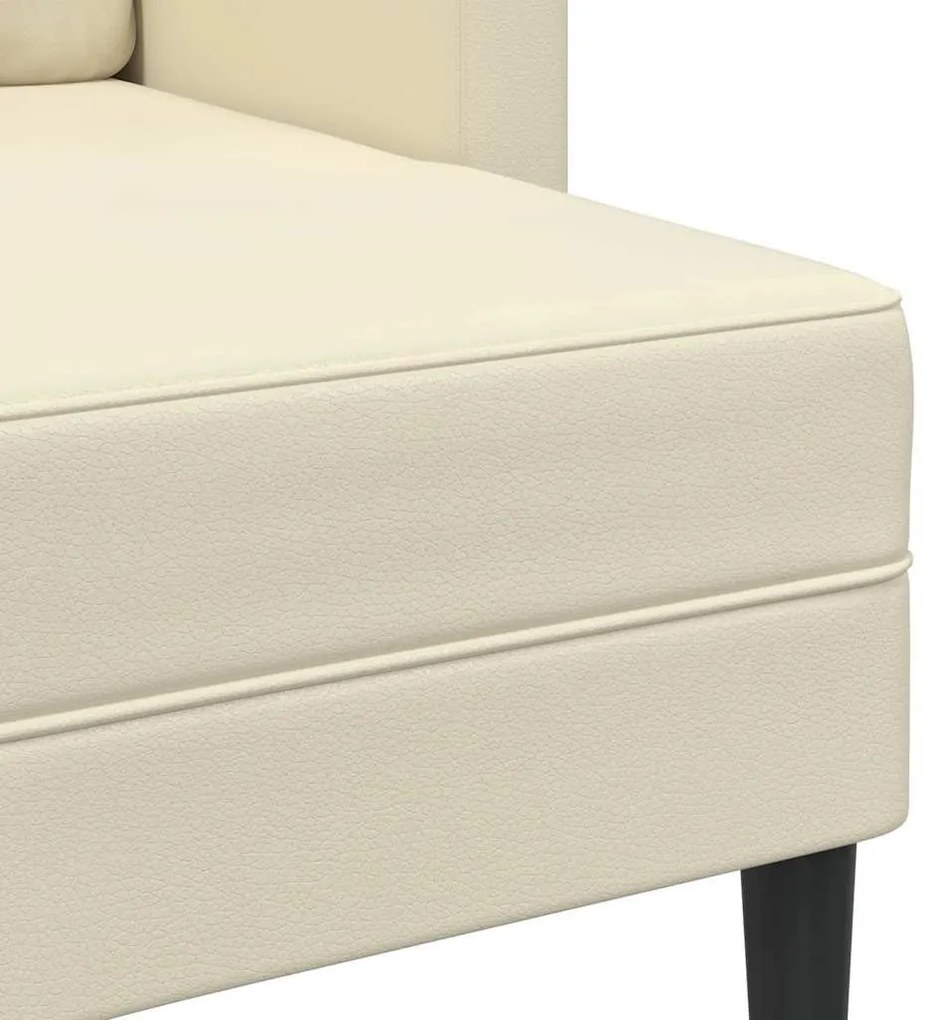 krémszínű műbőr 2 üléses kanapé L-alakú kanapéval 125 cm