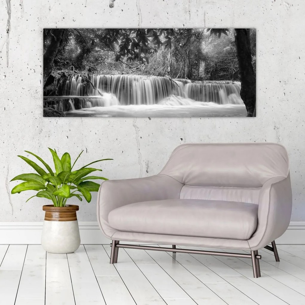 Kép - Fekete-fehér vízesés (120x50 cm)