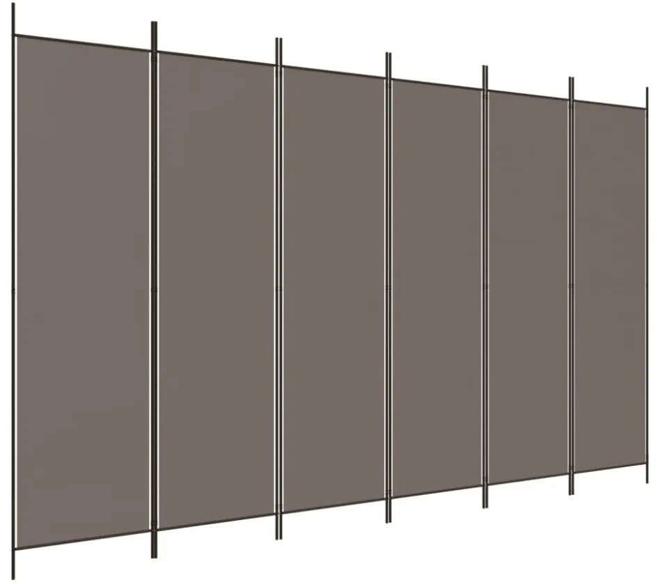 6 paneles antracitszürke szövet térelválasztó 300 x 220 cm