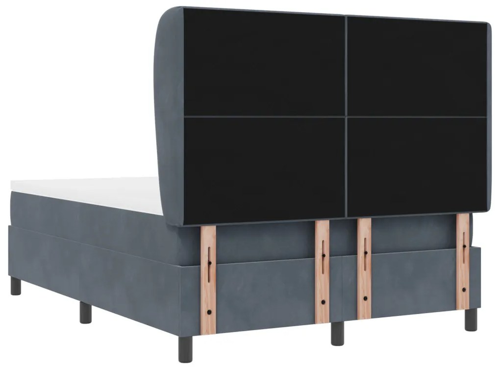 Ágykeret Mattress-szel - Sötétszürke - 140x200 cm - Bársonyos