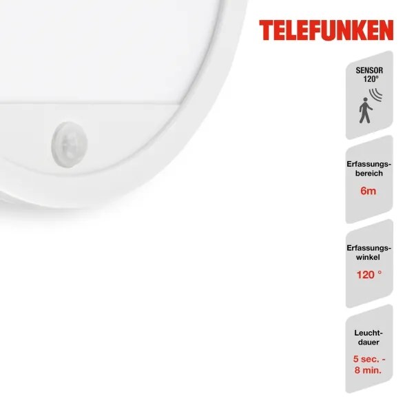 Telefunken 313706TF-LED Kültéri fali lámpa érzékelővel LED/15W/230V IP44
