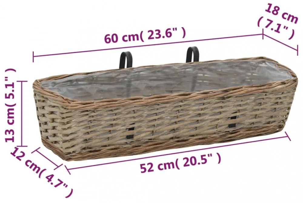 2 db fonott virágtartó PE béléssel 60 cm