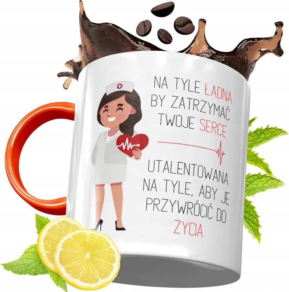 Narancssárga Bögre Ápolónőnek Ajándékba, fényképes nyomattal