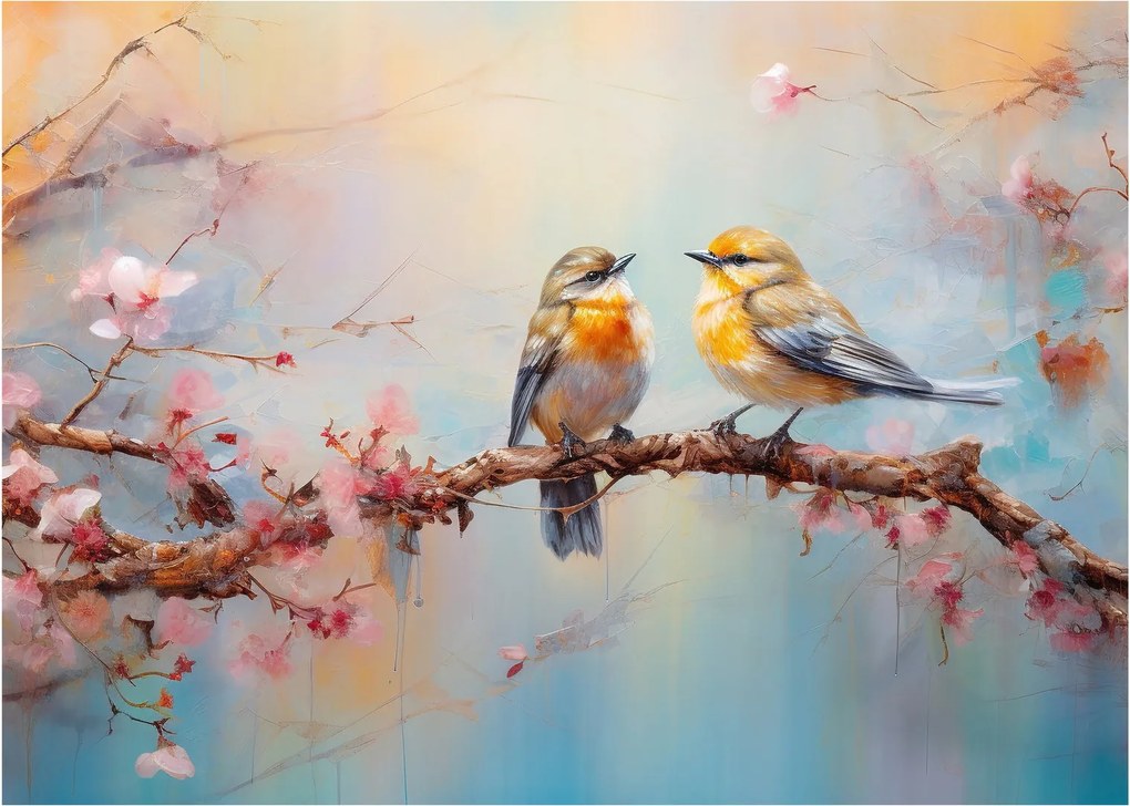 Üveg kép - Lovebirds (70x50 cm)