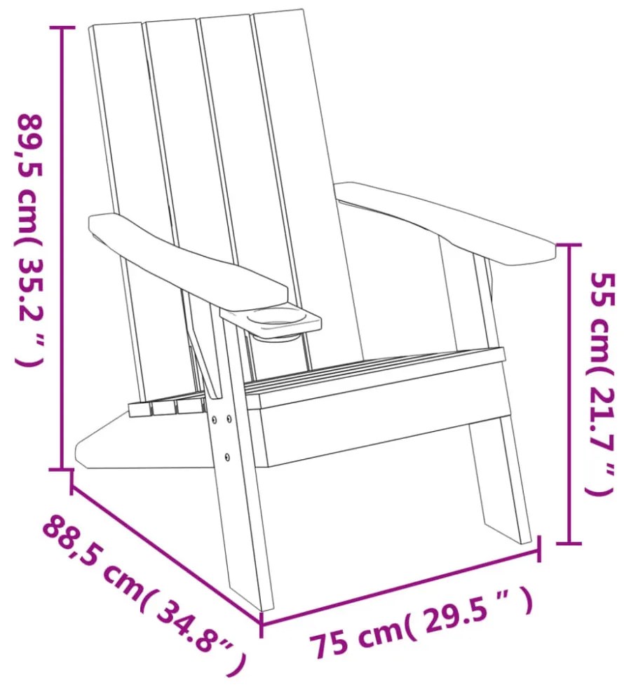 világosbarna polipropilén kerti adirondack szék 75x88,5x89,5 cm