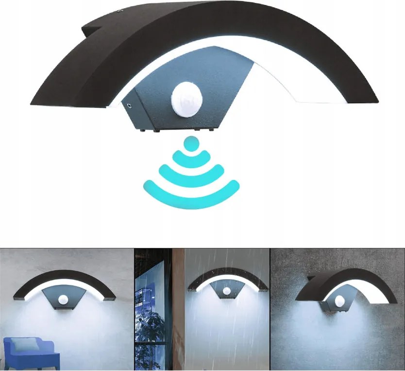 Fali lámpa Kültéri Homlokzati lámpa Alkonyat mozgásérzékelő 18W