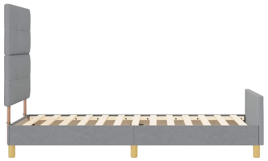 Ágykeret fejtámlával Világosszürke 100 x 200 cm szövet