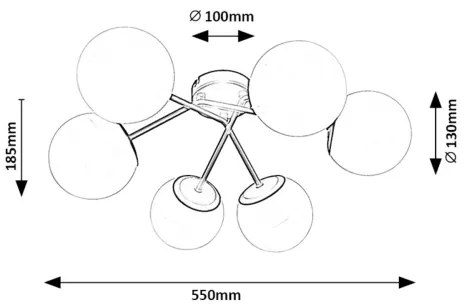 Rabalux 71294 - Felületre szerelhető csillár MEDUZA 6xE14/20W/230V