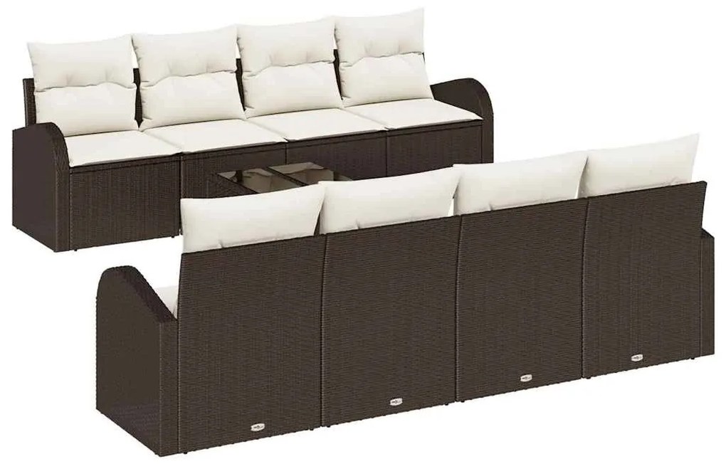 Kerti Kanapé Szett 7 pcs Barna és Beige 55 x 55 x 37 cm