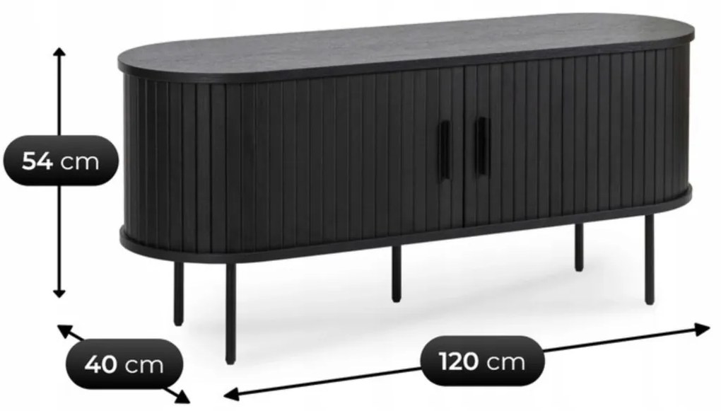 TV-szekrény 120 cm, fekete TRISH