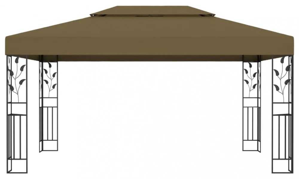tópszínű dupla tetős pavilon LED fényfüzérrel 3 x 4 m
