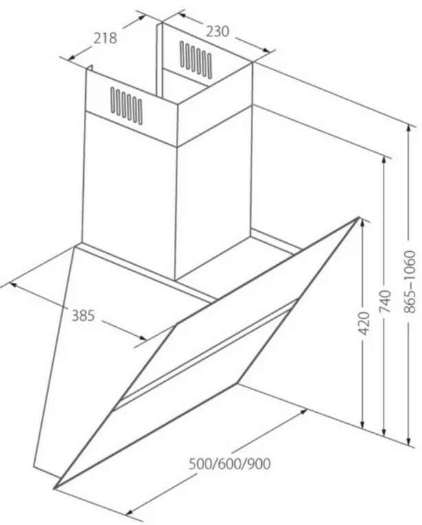 Akpo WK-4 Venus páraelszívó / szagelszívó - 50 cm - fekete / üveg
