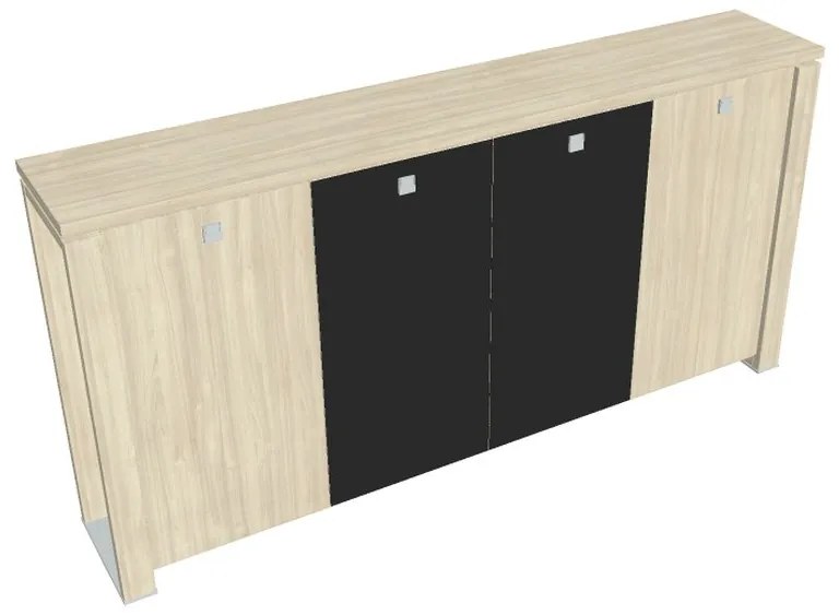Verno+ S közepes gardrób 260 x 46 x 130 cm, kombinált ajtó, akác / fekete