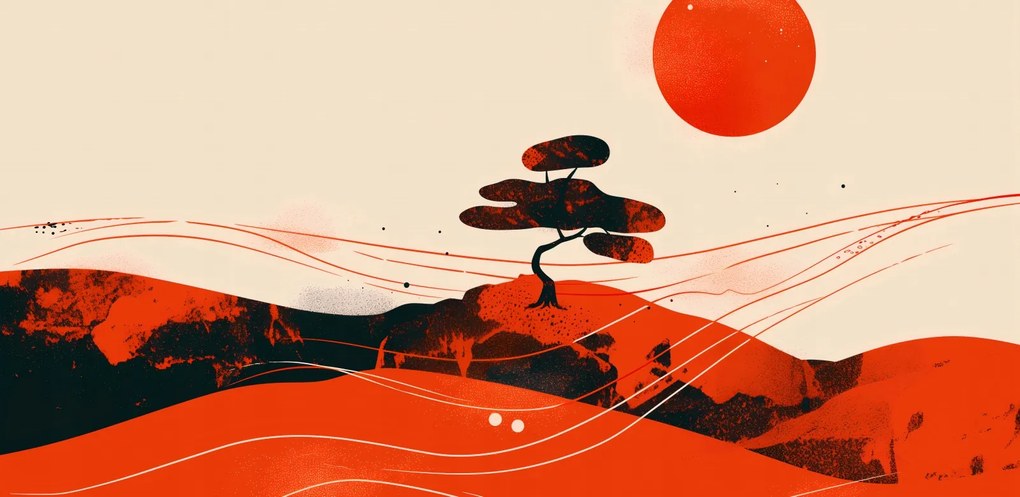 Poszter 91,3x44,5cm Piros sivatagi tájképek