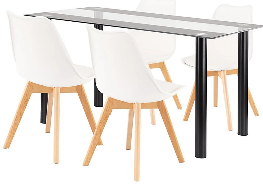 Zelma 4+1 étkező garnitúra fekete-fehér