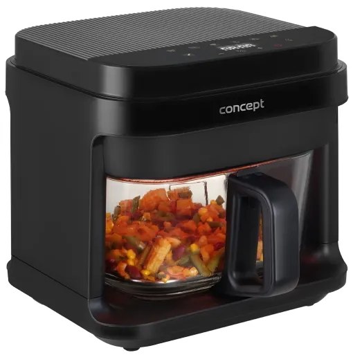 Concept FR5500 - Forró levegős sütő GLASS & FAST 5,5 l 1200W/230V fekete