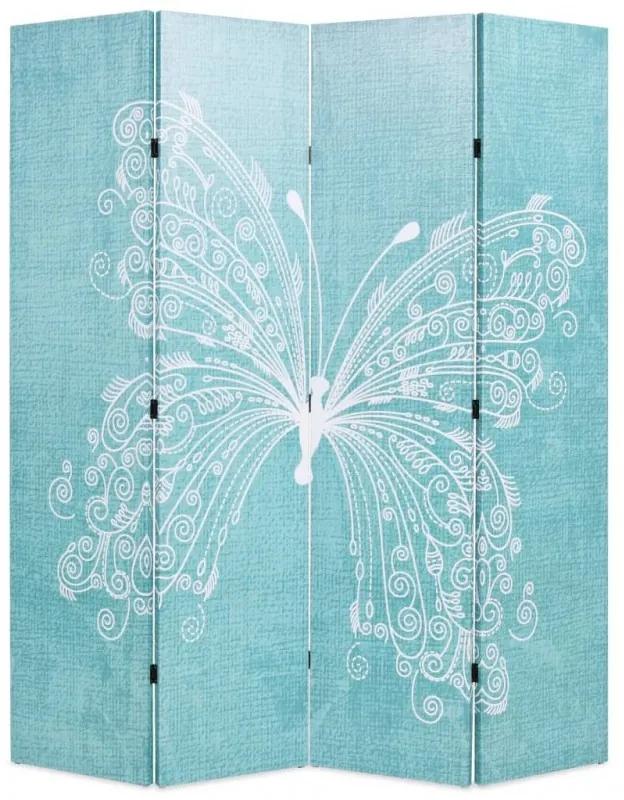 Kék pillangó mintás paraván 160 x 170 cm