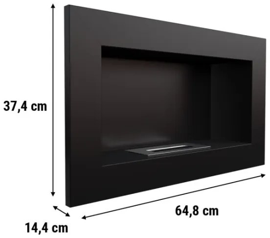 Beépíthető BIO kandalló GOLF 37,4x64,8 cm, 1 kW, fekete