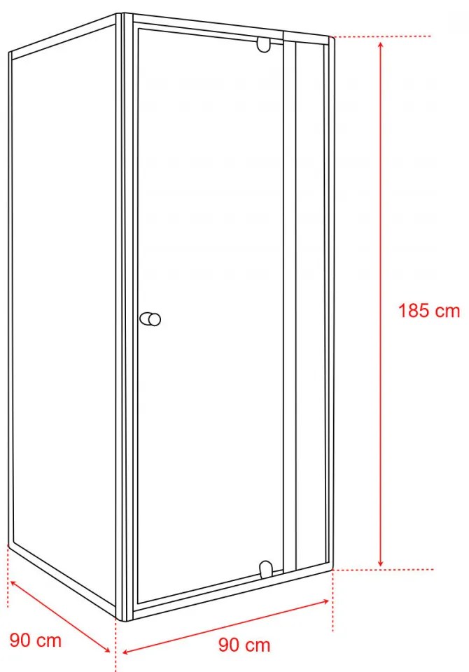 Flexi 90x90 cm sarokba szerelhető szögletes zuhanykabin zuhanytálca nélkül