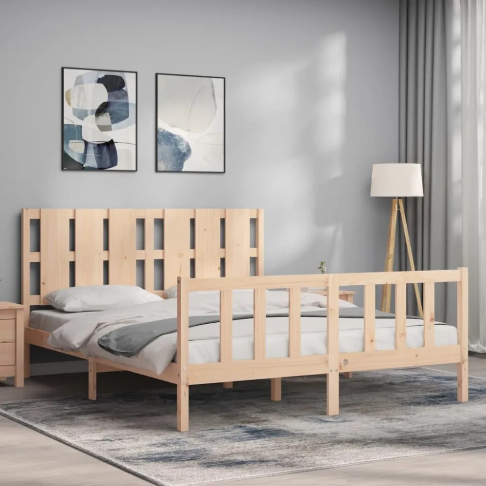 tömör fa ágykeret fejtámlával King Size