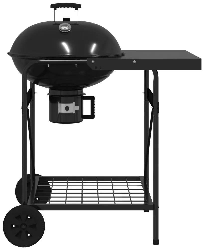 Fekete Faszenes Grill Fiókkal és Tetővel 96x72x113 cm