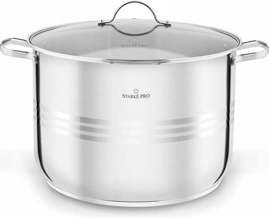 Fazék Nagy Magas Üveg Fedél 15L Vendéglátóipari Acél Indukciós Gáz