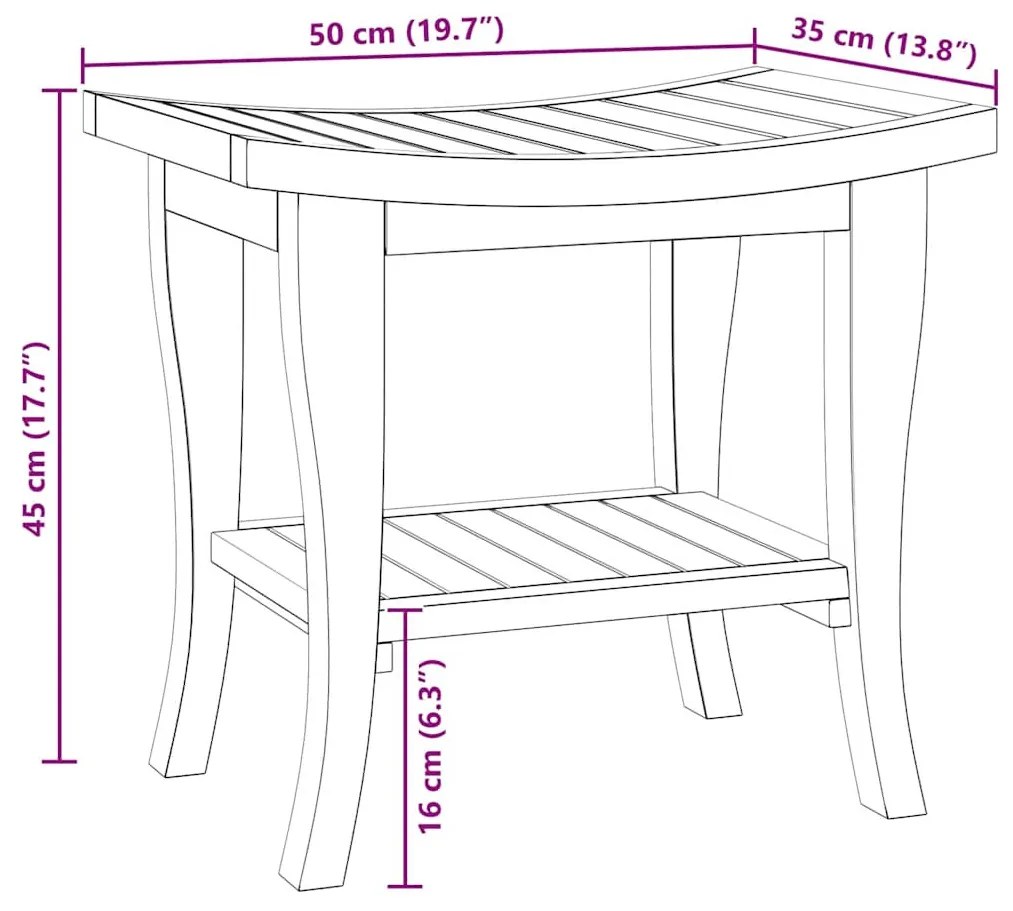 tömör tíkfa fürdőszobai kisasztal 50 x 35 x 45 cm