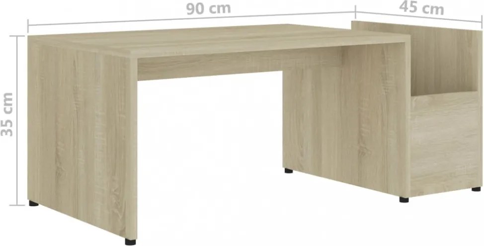 sonoma tölgy színű szerelt fa dohányzóasztal 90 x 45 x 35 cm