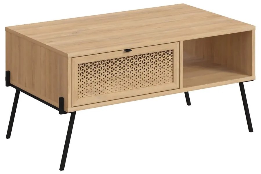 Natúr színű dohányzóasztal tölgyfa dekorral 60x100 cm Ecrin – Marckeric