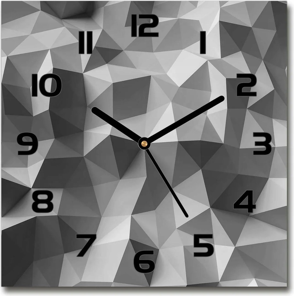 Négyzet alakú üveg falióra Absztrakt háromszögek 30x30