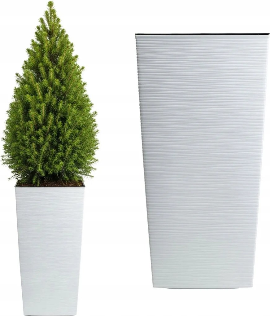 Magas Virágtartó Fehér Slim teraszra virágok fedő téglalap alakú tetőtéri betéttel