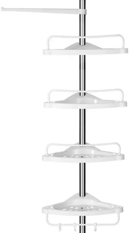 AKCIÓ Sarokpolc fürdőszobába COMPACT teleszkópos 104-315 cm, fehér II. osztály