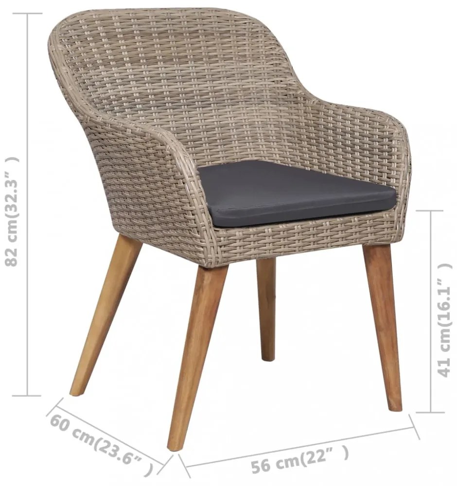7 részes kültéri polyrattan étkezőgarnitúra párnákkal