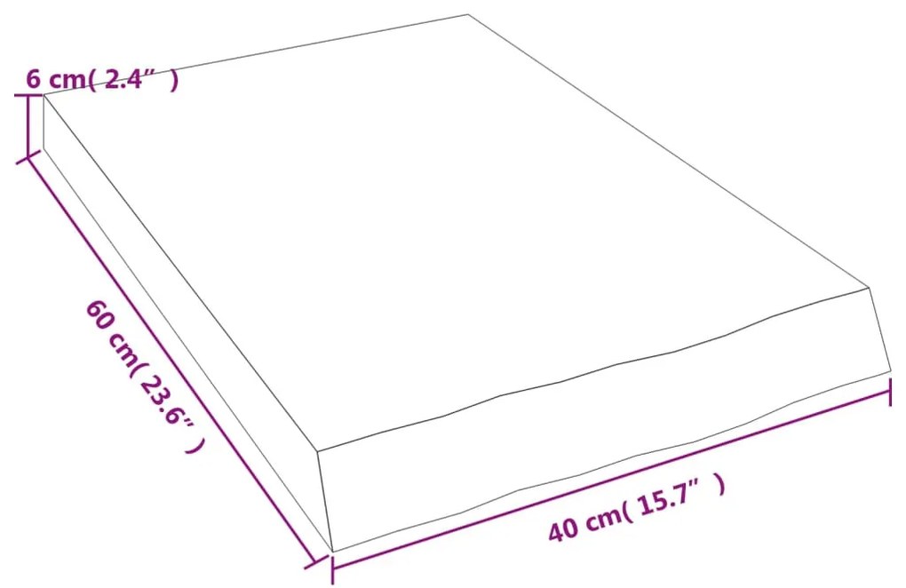 világosbarna kezelt tömör tölgyfa fali polc 40x60x(2-6) cm