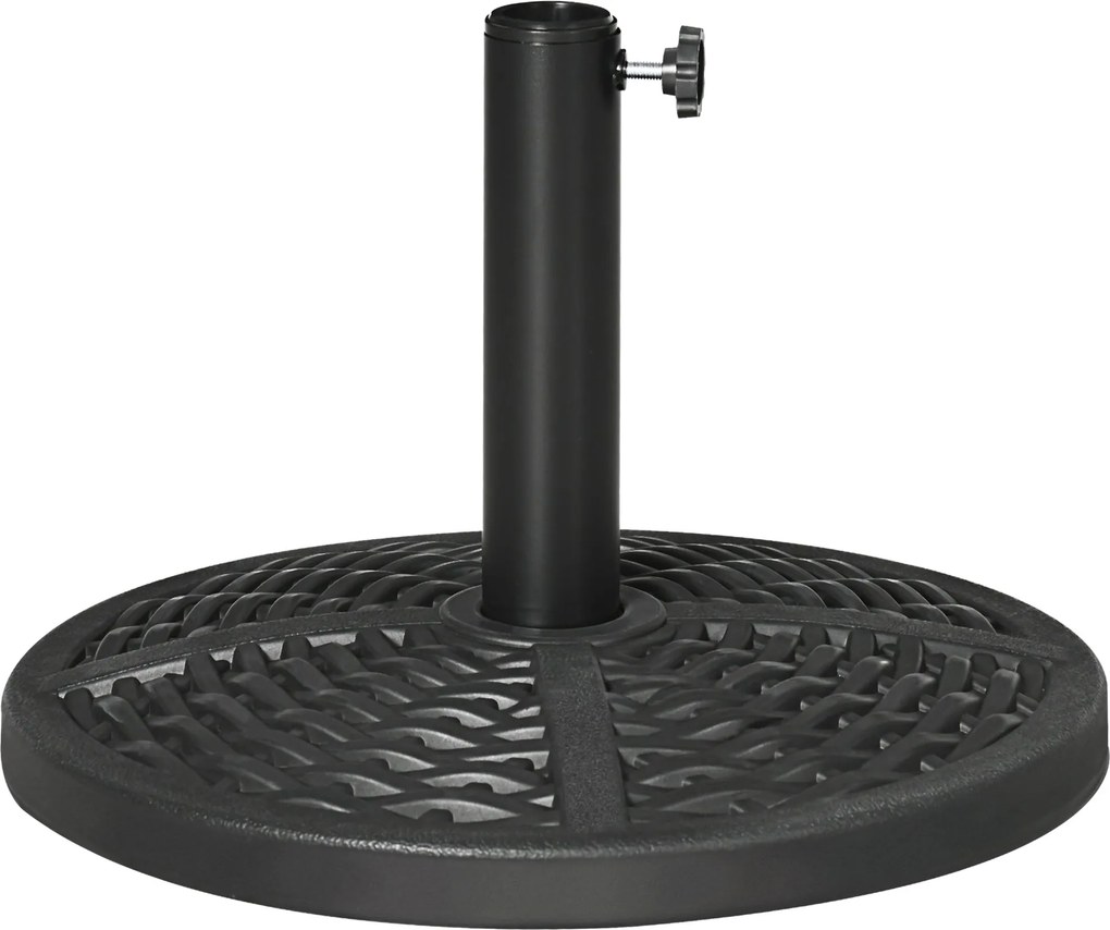 Outsunny Betonos Napernyő Állvány, Fémtömbös, Kerek Napernyő Tartó, Napernyő Súly, Állvány Ø38/48 mm-es Napernyőhöz, Balkonra, Teraszra, Kertbe, Feket