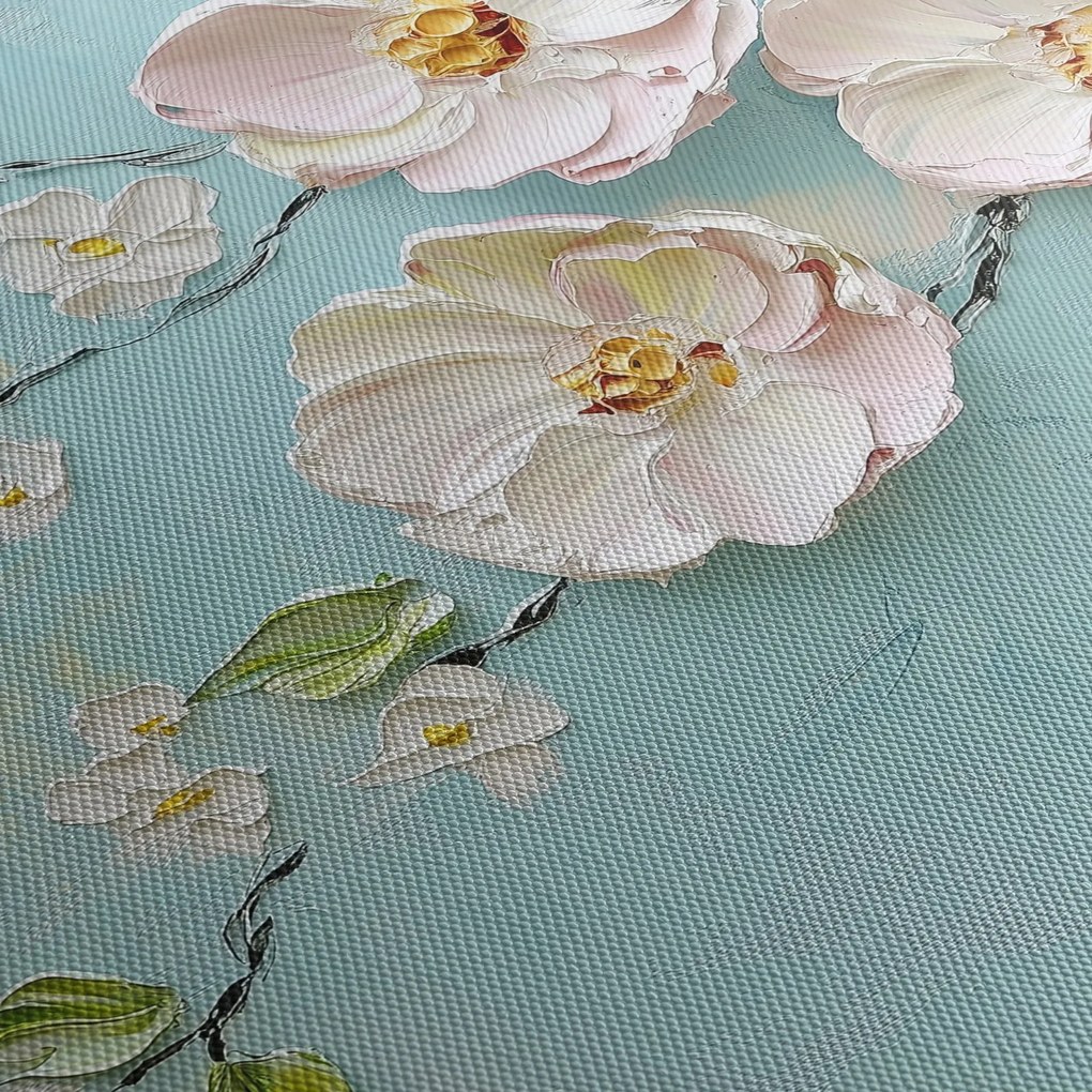 Kép - Virágok kék háttéren (90x60 cm)