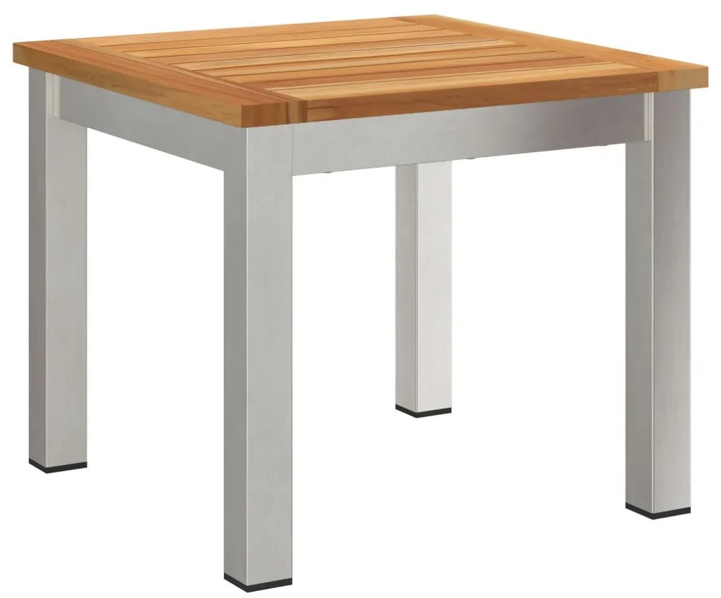 Napozóágy 2 db Asztallal Tömör Akácfából, Napozóágy Kerekekkel 207x58x35 cm Tömör Akácfa & Rozsdaálló Acél