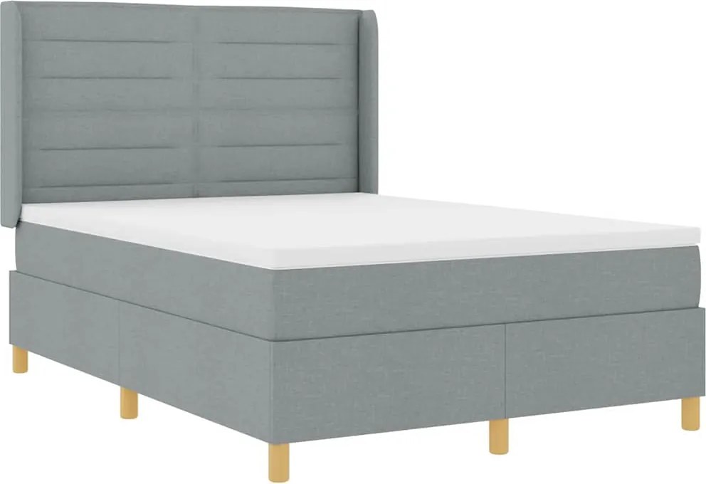 vidaXL Boxrugós ágy matracmal Világosszürke 140 x 190 cm szövet