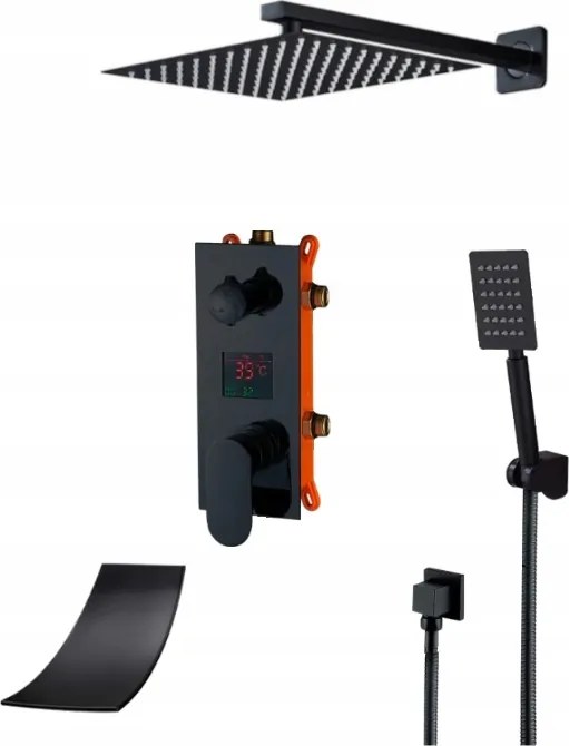 Süllyesztett Kijelző Szett Vízesés Fekete Matt 20CM