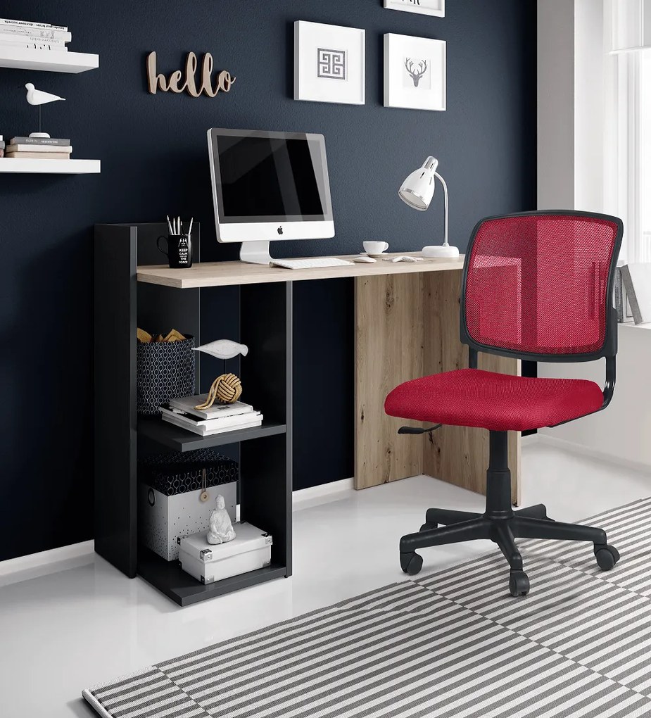 PC asztal, artisan tölgy/grafit-antracit, ANDREO