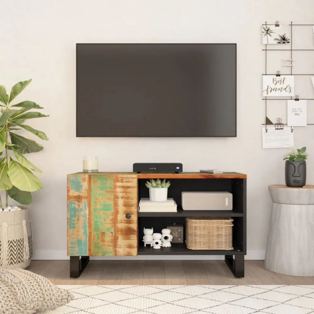 tömör újrahasznosított és szerelt fa TV-szekrény 80x33x46 cm