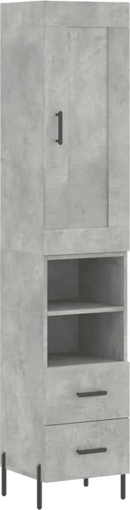 vidaXL betonszürke szerelt fa magasszekrény 34,5x34x180 cm