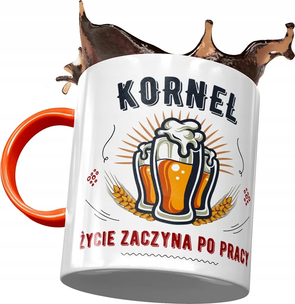 Narancssárga bögre Kornél Férj Kolléga Ajándék Nyomtatott Fotóval